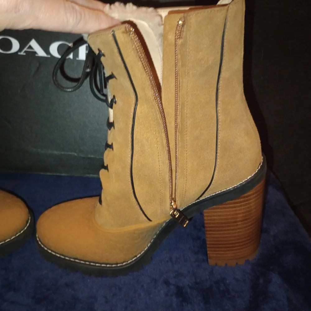NWB Coach Haven Suede Boots Raw Umber Size 8.5B - Picture 8 of 13